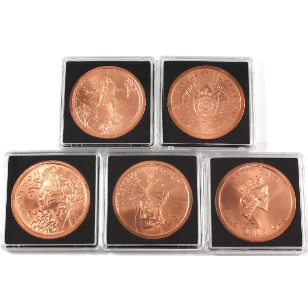5x Silver Shield 2014 .999 Fine Copper Rounds. 5pcs.