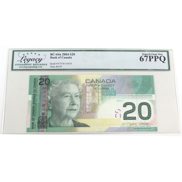 BC-64a 2004 $20 Legacy Superb GEM UNC67 PPQ Jenkins-Dodge SN: AYT8116620