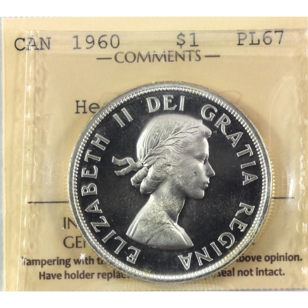 Silver $1 1960 ICCS PL67 Heavy Cameo