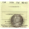 Image 1 : 25-cent 1936 ICCS MS63