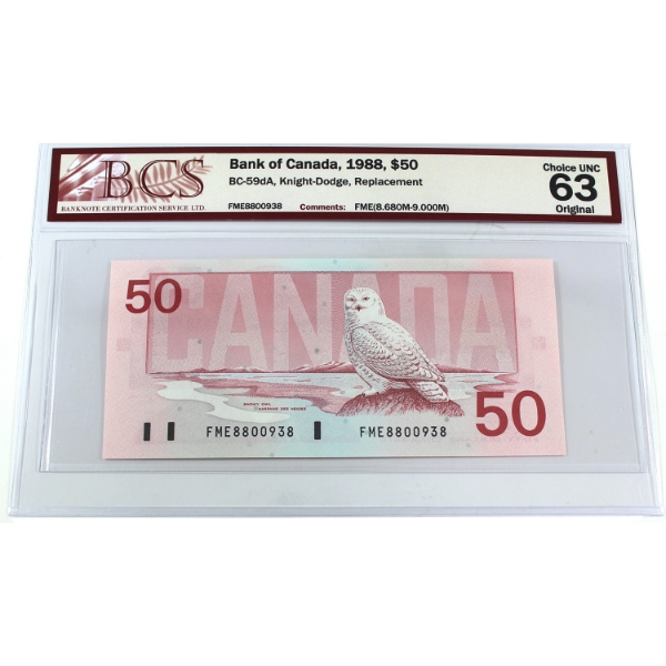 BC-59dA 1988 $50 FME Replacement BCS CUNC63 Original Knight-Dodge SN: FME8800938