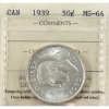Image 1 : 50-cent 1939 ICCS MS64