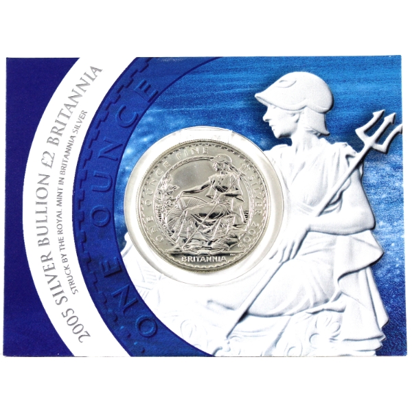 Great Britain 2005 £2 1oz Fine Silver Britannia in Royal Mint Display Card (Tax Exempt)