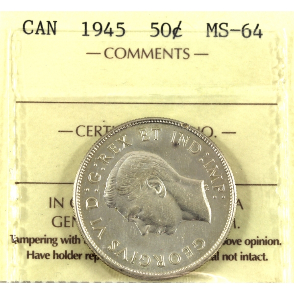 50-cent 1945 ICCS MS64