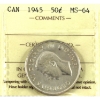 Image 1 : 50-cent 1945 ICCS MS64