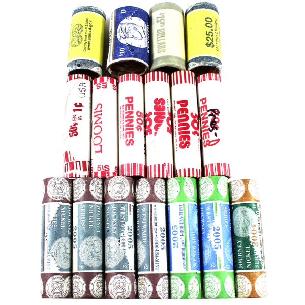 USA Bulk Lot of Mixed Denomination Rolls. 17 Rolls.