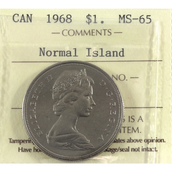 Nickel $1 1968 Normal Island ICCS MS65