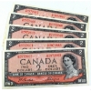 Image 1 : BC-38a 1954 $2 Consecutive UNC Beattie-Coyne SN: N/B2972663 to "67. 5pcs