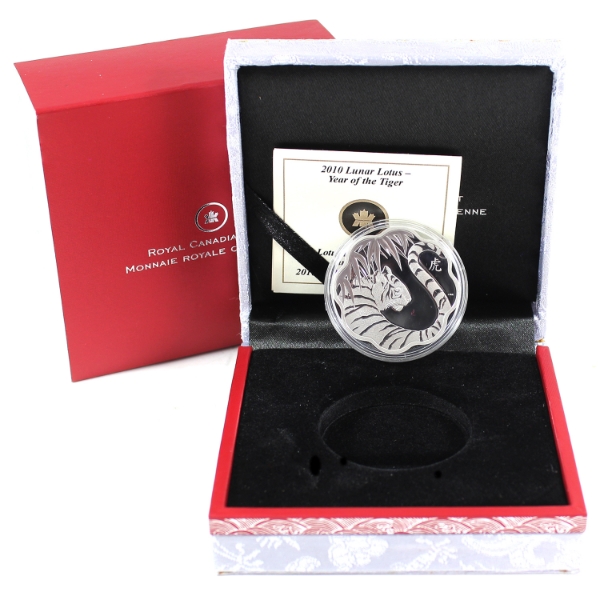 2010 $15 Lunar Lotus - Year of the Tiger Sterling Silver Coin