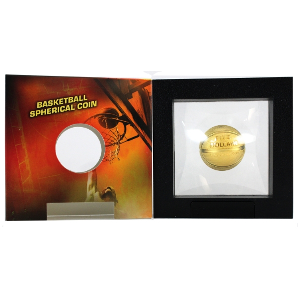 Samoa 2020 $5 Basketball 1oz Spherical Fine Silver Coin w/ Gold Plating (Tax Exempt)