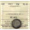 Image 1 : 10-cent 1913 Broad Leaf ICCS VG8