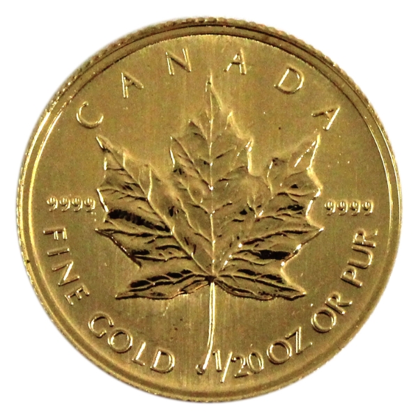 1/20oz 1998 $1 .9999 Fine Gold Maple Leaf (Tax Exempt)