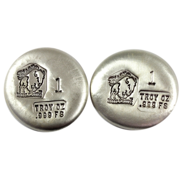 2x 1oz Bison Bullion .999 Fine Silver Rounds. 2pcs. (Tax Exempt)