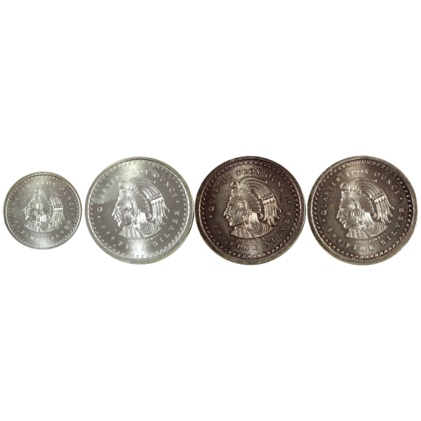 0.85oz Lot Total! Golden State Mint 3x 1/4oz & 1/10oz Aztec Calendar .999 Fine Silver Rounds. 3pcs.