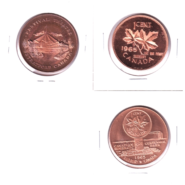 Group Lot of Sudbury & Stratford Ontario Copper Medallions. 3pcs.