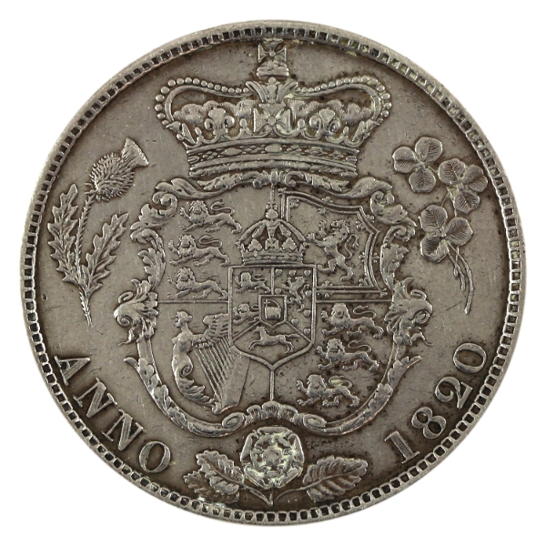 Great Britain Silver 1820 1/2 Crown George IIII EF-AU (Cleaned)