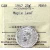 Image 1 : 25-cent 1947 Maple Leaf ICCS MS65
