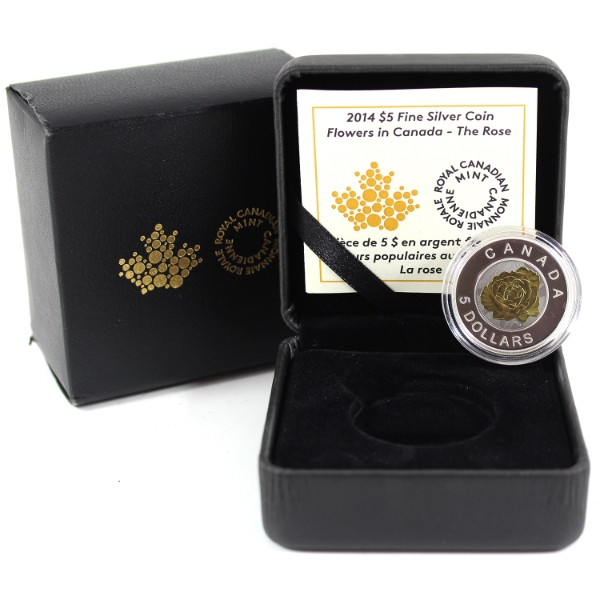 2014 $5 Flowers in Canada - The Rose Fine Silver Coin (Tax Exempt)