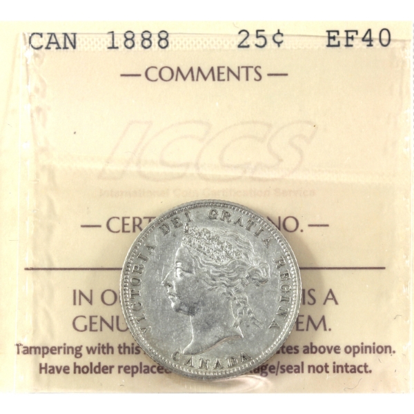 25-cent 1888 ICCS EF40