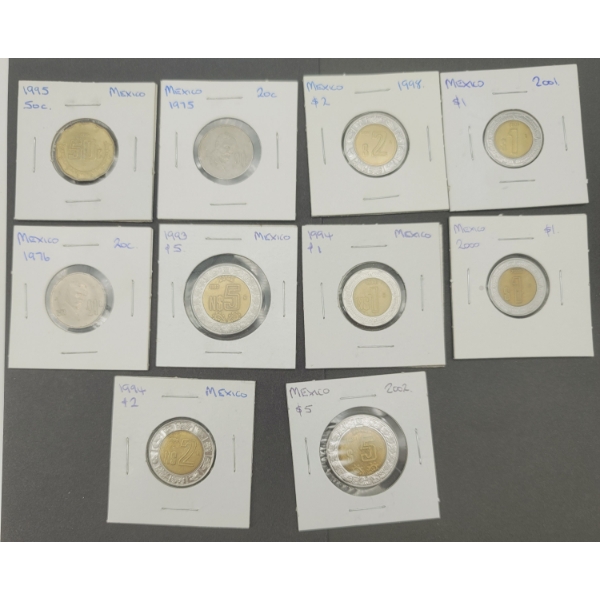 10 MEXICAN COINS
