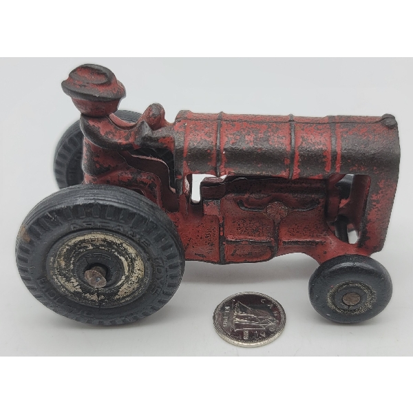 Vintage Arcade Toys Cast Aluminum Rubber Wheels Tractor nice shape
