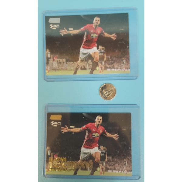 2 ZLATAN IBRAHIMOVIC TRADING CARDS GOLD & SILVER