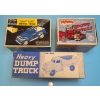 Image 1 : 3 Great Condition Empty Toy Boxes Wyandotte Dump Truck, Marx Tractor Trailer, Andy Gard Service Tru 