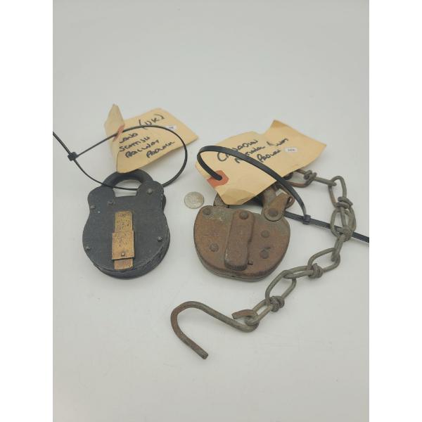 2 RAILWAY PADLOCKS CNR & LMS