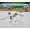 Image 2 : TIN TOY JUNGLE EYES SHOOTING TARGET GALLERY Clock Work Drive, Ohio Art USA, Elastic Belts Saved 
