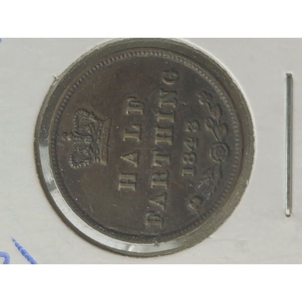 GB 1843 1/2 FARTHING COIN 
