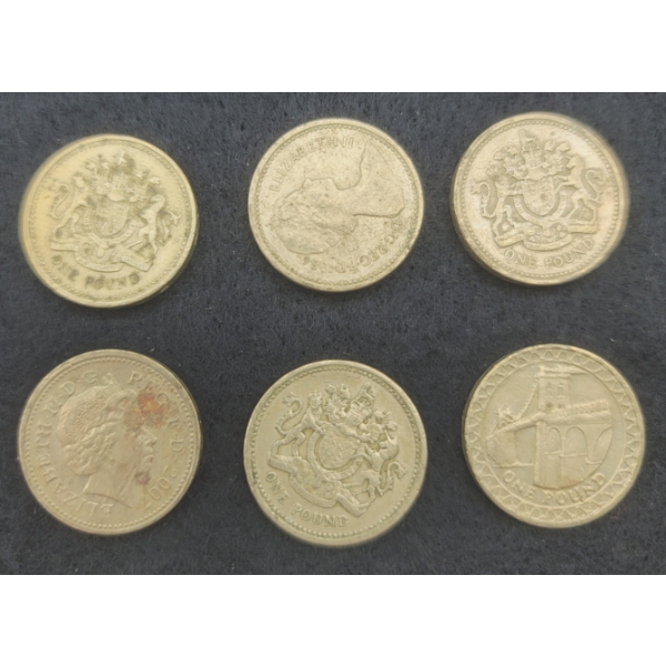 6 British One Pound Coins