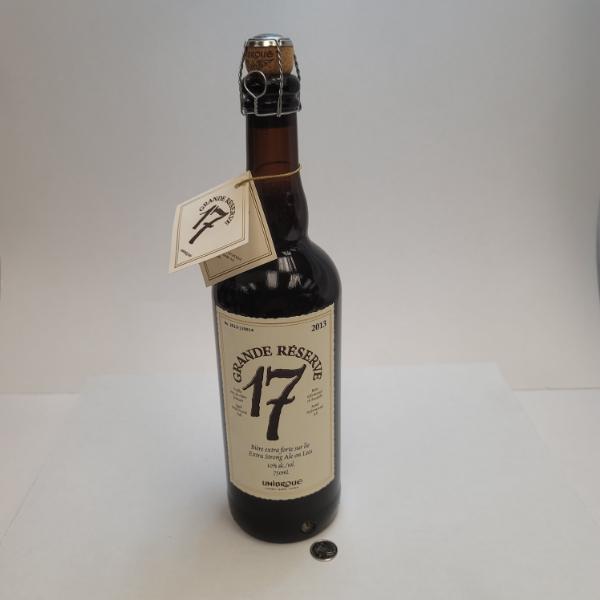 1 Full Large Beer Bottle UNIBROUE GRAND RESERVE 17 BEER Unopened 