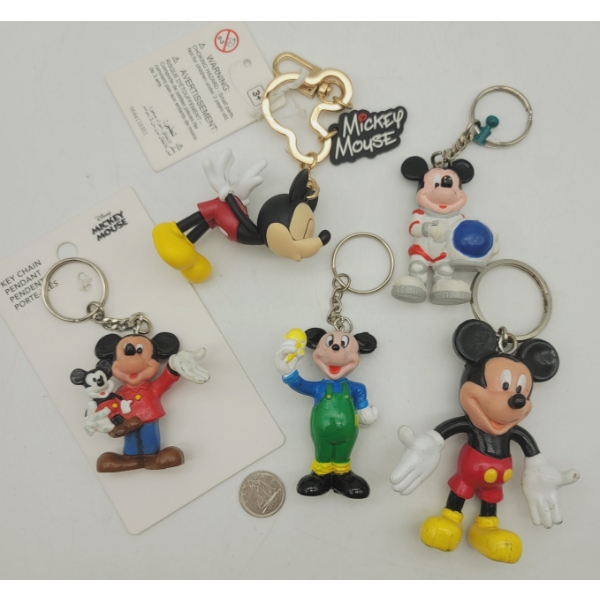 5 MICKEY MOUSE DISNEY FIGURE KEYRINGS