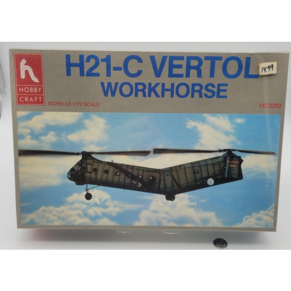 HOBBY CRAFT  Vertol H21-C Workhorse Helicopter Model Kit Sealed 1/72 Scale
