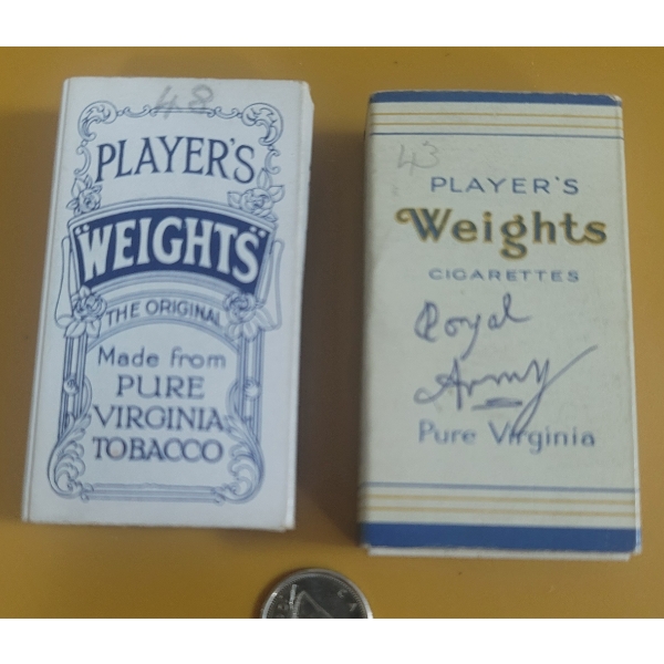2 Empty PLAYER"S WEIGHTS CIGARETTE BOXES