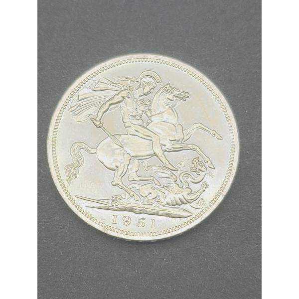 1951 SILVER BRITISH FIVE SHILLING COIN