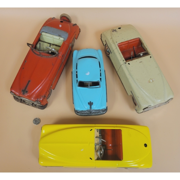 4 Clockwork and Friction Drive Tin Cars