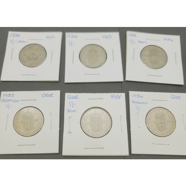 GB & SCOTLAND 0NE SHILLING COINS