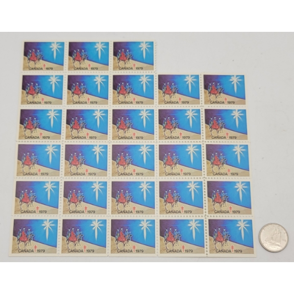 28 Canada Christmas Seals Stamps Block 1979