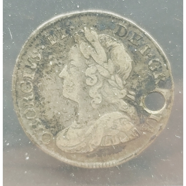 GB 1746 THREE PENCE HOLED