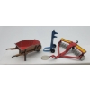 Image 1 : 3 DINKY TOYS Plough, Sack Cart & Wheelbarrow