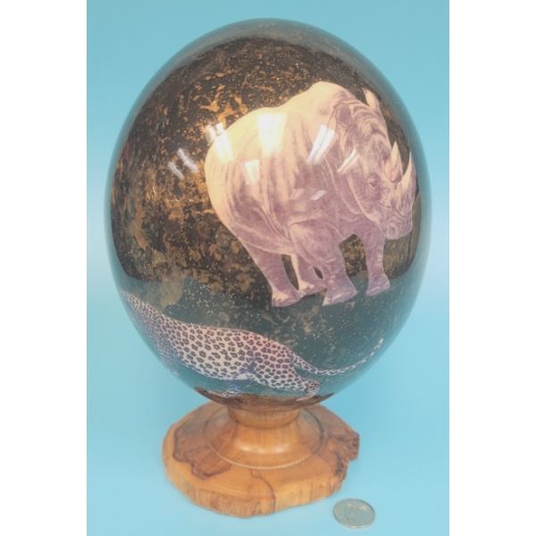 Hand Painted Ostrich Egg African Animals