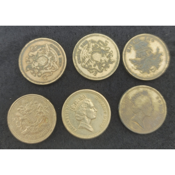 6 British One Pound Coins