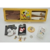 Image 1 : MICKEY MOUSE DISNEY SHOT GLASS, PINS,  BADGES & SALAD FORK & SPOON in ORIGINAL BOX