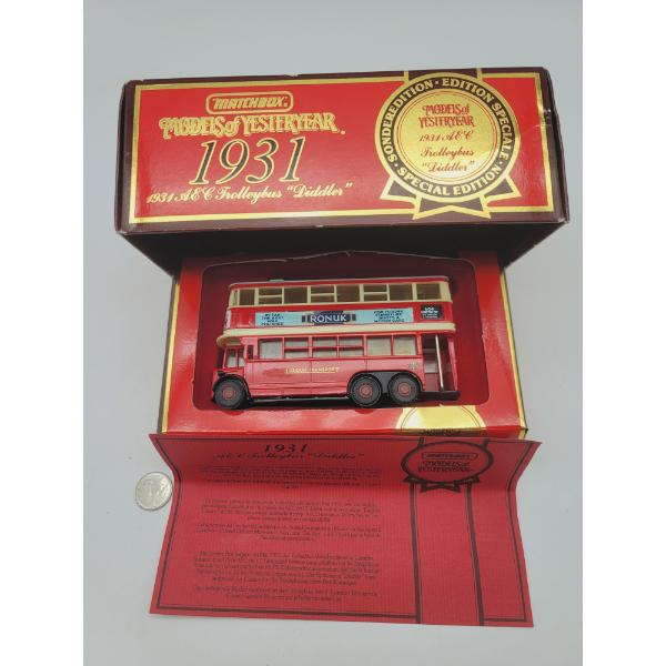 Matchbox Special Edition 1931 AEC TROLLEYBUS THE DIDDLER in Original Box