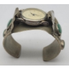 Image 6 : NAVAJO Tino Watch with Blue/Green Malachite Stones Metal Bracelet Cuff Possible Silver
