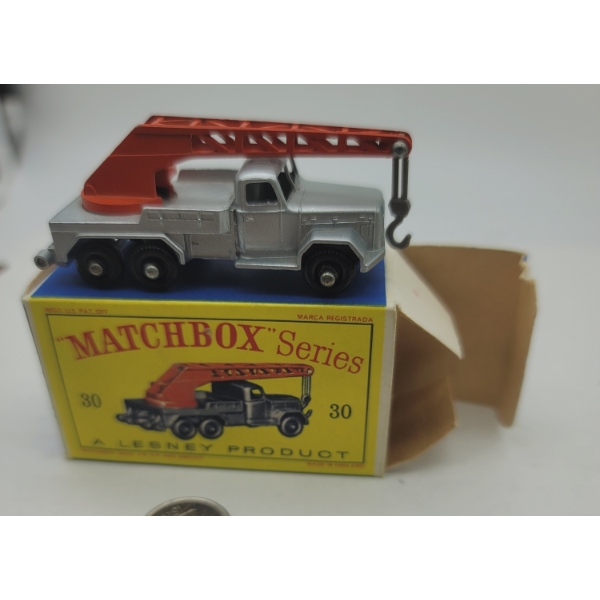 MATCHBOX LESNEY #30 6 WHEELED CRANE TRUCK IN ORIGINAL BOX