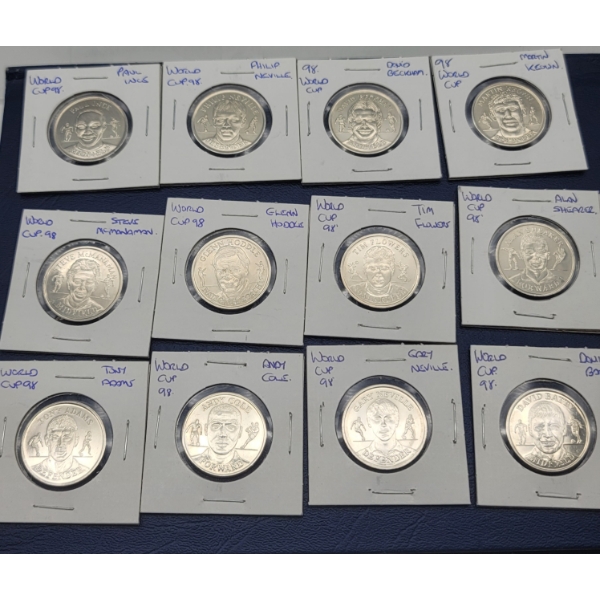 12 1998 ENGLAND WORLD CUP Football Team TOKENS