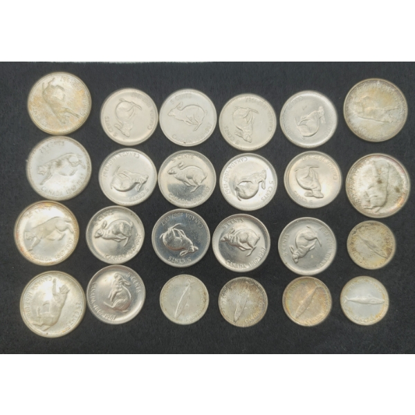 24 Canada Centenary 1867 - 1967 Coins 25cx6, 10cx5 & 5cx13 Cent Coins 