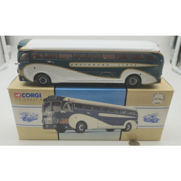 Corgi Toys ATLANTIC GREYHOUND LINES Yellow Coach 743 with Original Box